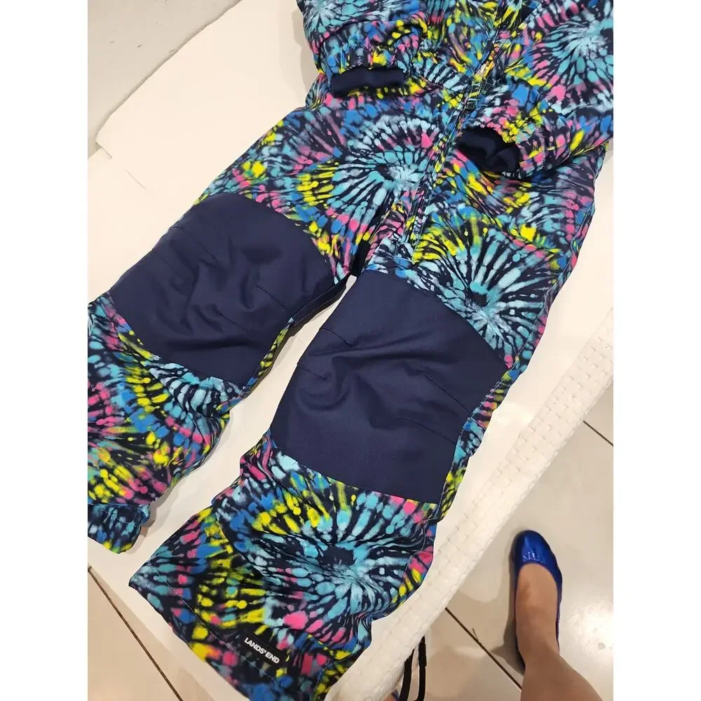 Lands' End Squall Kids Size 4 Hooded Colorblock Zip Snowsuit Pants Grow-a-longs